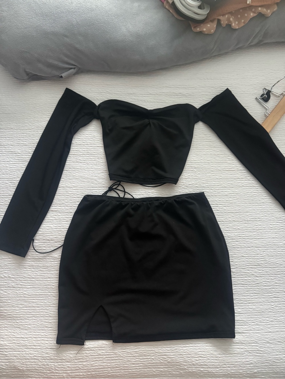 Women's Black Mini Skirt and top set